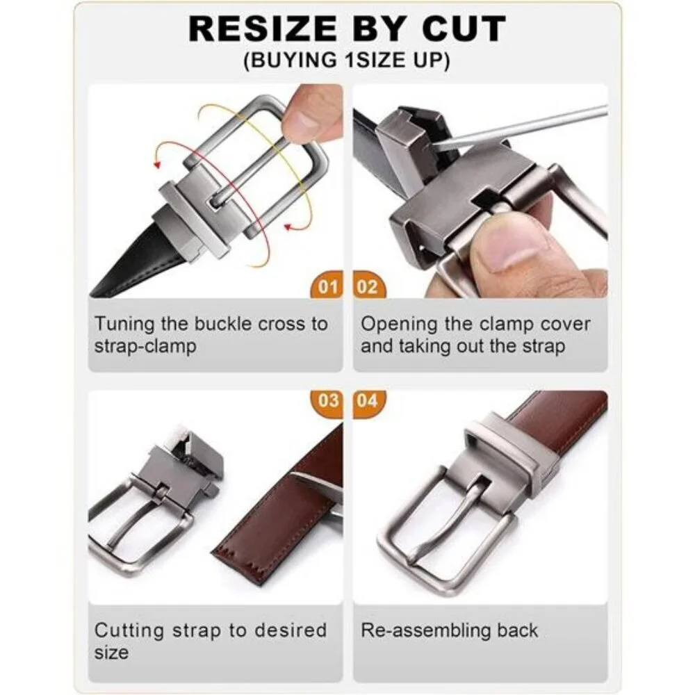 Bulliant Reversible Leather Belt for Men Adjustable Cut to Fit Dress Belt